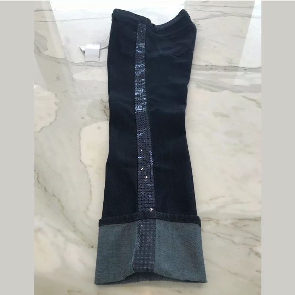 ESCADA SPORT LINDA BLUE SEQUINS CROPPED JEANS SIZE US 8 / 38 NWOTS! - Picture 5 of 16